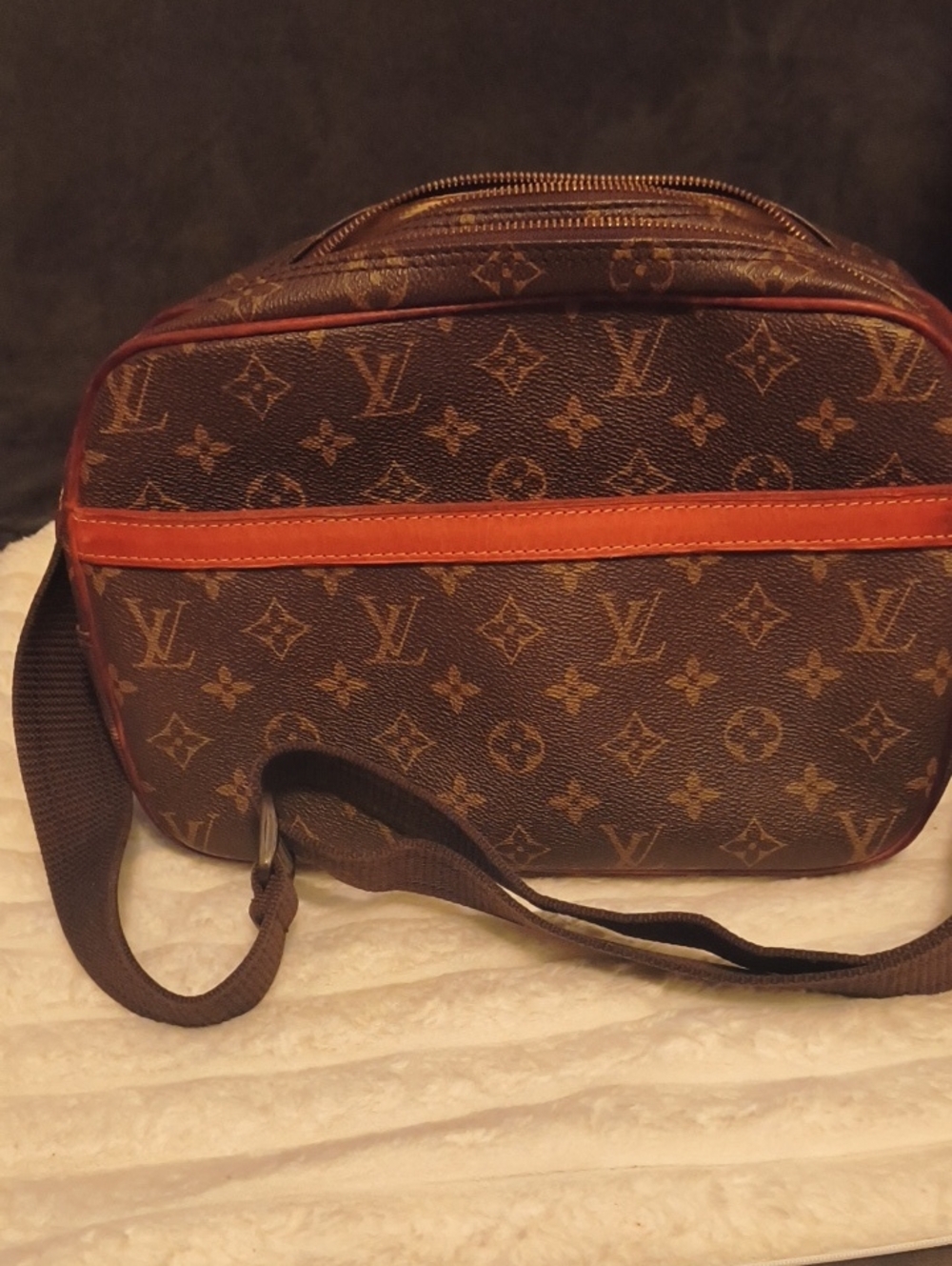 Louis Vuitton Brown Monogram Crossbody with Red Trim